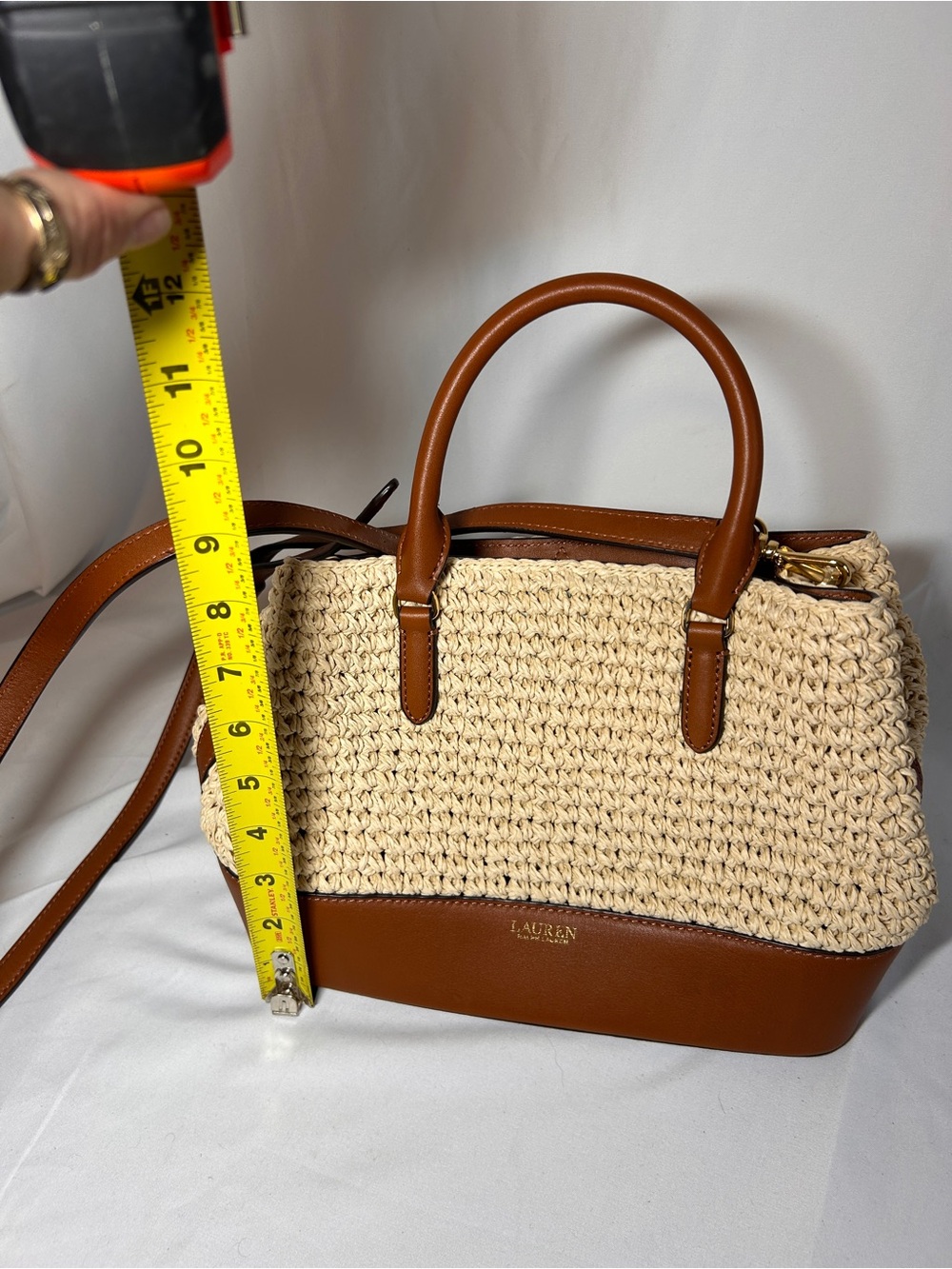 Lauren Ralph Lauren Straw Crochet Satchel Crossbody Bag Summer Boho - Picture 3 of 7